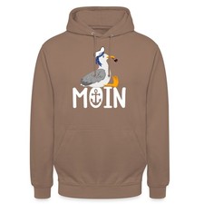 Moin Möwe mit Matrosenhut & Pfeife Norddeutsches Küstendesign Unisex Hoodie
