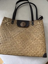 Große, geräumige Tragetasche aus Flechtmaterial Strandtasche