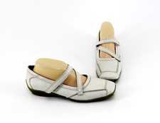 Ballerinas Helioform Spange Slipper flach Klettverschluss Leder altweiß Gr. 38 G