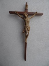 Wandkreuz m. Christus Kreuz Holz 30 cm braun Zimmerkreuz Holzkreuz Nr. G3