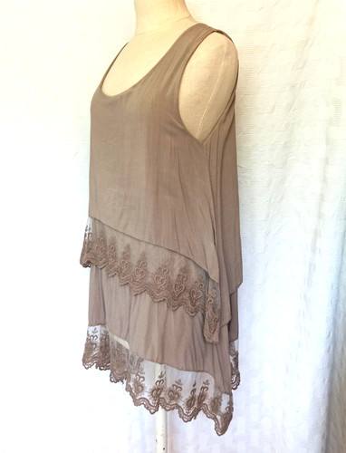 Kleid tunika braun spitze - braun,