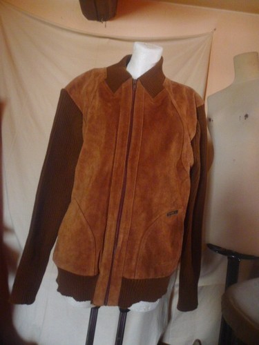 Vintage wildleder strick jacke - strick,