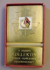 Plakette 5 Jahre Kollektiv DSF- Deutsch-sowjetische Freundschaft im Etui