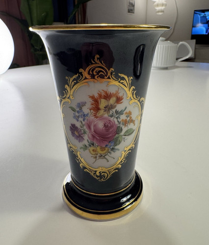 Meissen vase kobaltblau - meissen, blumen