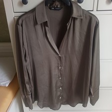 Damen Bluse langarm M Braun
