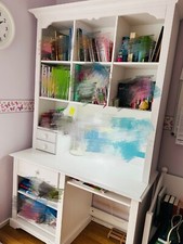 Kinder Schreibtisch mit Bücherregal Massiv Holz