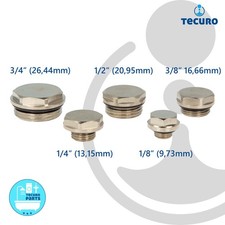 tecuro Blindstopfen Verschlussstopfen selbstdichtend m O-Ring Messing vernickelt