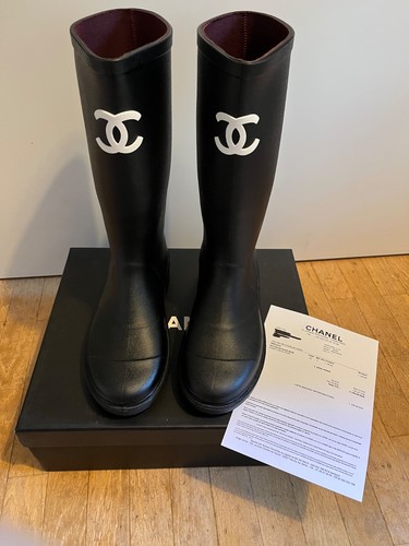 Rubber boots chanel black logo - rubber,