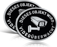2x Schild Gelände videoüberwacht Kamera ÜBERWACHUNG Selbstklebeband