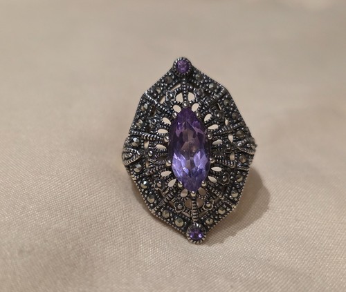 Amethyst ring mit markasiten - ring,