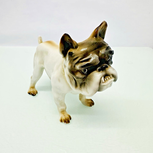 Bulldogge porzellanfigur - bulldogge,