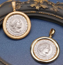 L28 Anhänger griechische Göttin Artemis Sterling Silber 925 Nachbildung Münze