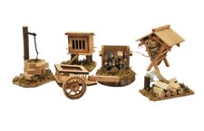 Krippenzubehör 6-teilig Brunnen Holz Wagen Stall Krippe Zubehör für Krippen