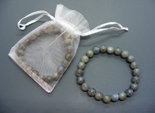 +Natur+ LABRADORIT Edelstein-Kugel-Armband-Elastisch 8 mm/19 cm-NEU-A-Qualität