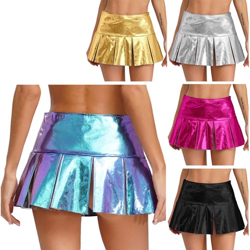 Damen mini glitzernd plissee - glitzernd,