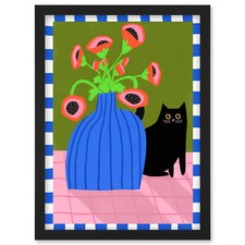 Blau gemusterte Vase und