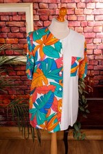Vintage 90er Viskose Sommertop Bluse bunt Hawaii Dschungel M