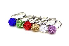 Ring gold offene Ringschiene Modeschmuck Zirkonia Strass Kugel Shamballa