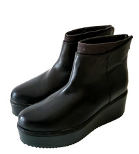 CafeNoir Damen Stiefeletten Leder Schwarz Plateau Größe39 Neu
