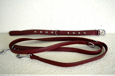 Hundeleine und Halsband Leder mit Applikationen Dunkelrot