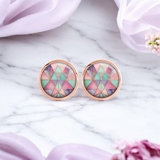 Ohrringe Ohrstecker Rund Kreis Bunt Roségold Schmuck Damen Geschenk Frau