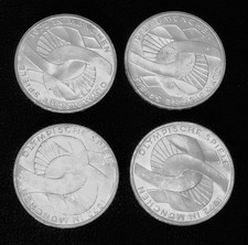 4 x 10 DM Silbermünzen 1972
