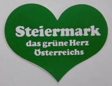Souvenir-Aufkleber Steiermark Das grüne Herz Österreichs Bundesland Graz 90er