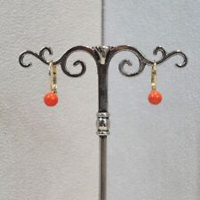 Ohrringe 5 mm Kugel Koralle Ohrhänger Retro Vintage Silber 925/- gelb vergoldet