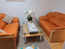 2  Zweisitzer, Rattan, Polsterung terrakotten, sehr guter Zustand, gemütlich