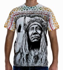 T-Shirt Indianer Sitting Bull Größe XL Baumwolle beidseitig All Over Print  