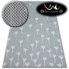 MODERNE SISAL grau Teppich "FLAT" Blumen Flach webart Einfach zu säubern