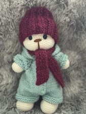 Teddybär Luxus Merinowolle und Kaschmir Handarbeit gehäkelt Amigurumi Spielzeug