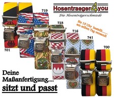 No.2  flotte,starke Hosenträger, Flaggen&Fantasie, 4 extra starke Alligatorclips