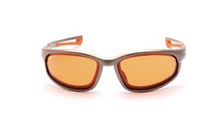 Fahrradbrille stark gebogen gold mit orangen Scheiben, sehr sportlich    B4