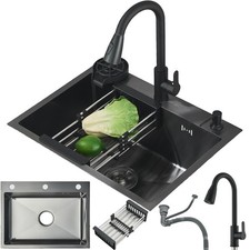 Edelstahl Einbauspüle Küchenspüle spülbecken mit Siphon Anthrazit Küchenarmatur