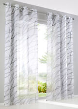1 St Transparente Ösen Gardine Gr. H/B 145/144 Weiß Schwarz Vorhang Deko Neu