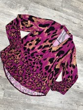 Italien Damen Bluse Viskose Schwarz Lila Orange Ca. Gr. 40 Neu Ungetragen