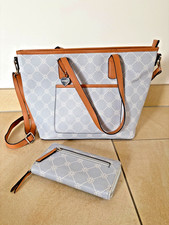 Catwalk, Set, Handtasche mit passenden Portemonnaie, Damen, hellblau mit Muster