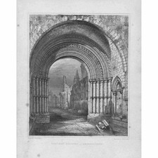 Aberbrothwick (Arbroath) Western Doorway - antiker Druck 1848