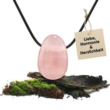 Rosenquarz Edelstein Anhänger | Kristall Kette mit Tropfen Anhänger