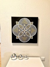 Acryl Bild Dot Paint 50x50x3,5cm Leinwand 3D Keilrahmen Gold Silber Deko modern