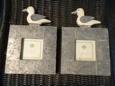 ☆2 Bilder Rahmen mit Möwe ☆ Holz-Metall-Glas ☆ für Bad- Wintergarten- Küche☆ Neu
