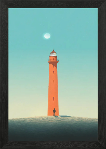 Leuchtturm und mann gerahmtes - und,