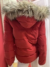 ⭐️ RALPH LAUREN Echt Daunen Puffer Jacke Kapuze Fake Fur tolles rot Gr. S ⭐️