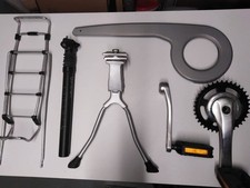 Fahrrad Ersatzteille Konvolut Gabel Gepäckträger Kurbelgarnitur Lenker