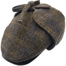 Unisex Tweed Flatcap mit faltbaren Ohrenklappen 100% Wolle Winter Jagd Mütze