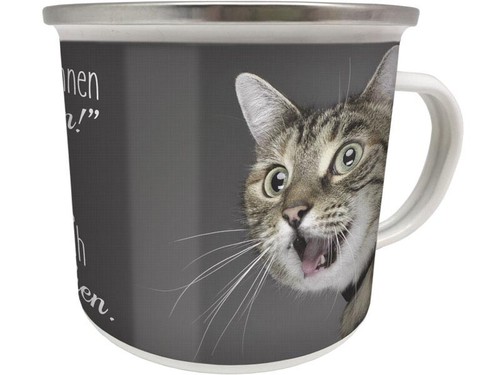 Emaille becher katzen - becher, 0,5