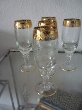 Sektgläser 5 Murano Medici Gläser Gold Rand Ätzgravur Champagnerflöten exclusiv