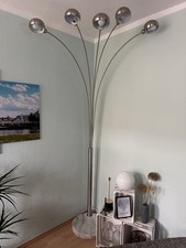 Bogenlampe Stehlampe für Wohnzimmer Silber Modern Design Top Angebot Marmor