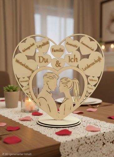 Großes holz herz aufsteller - holz,
